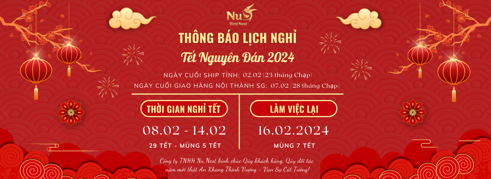 LỊCH NGHỈ TẾT NGUYÊN ĐÁN GIÁP THÌN 2024