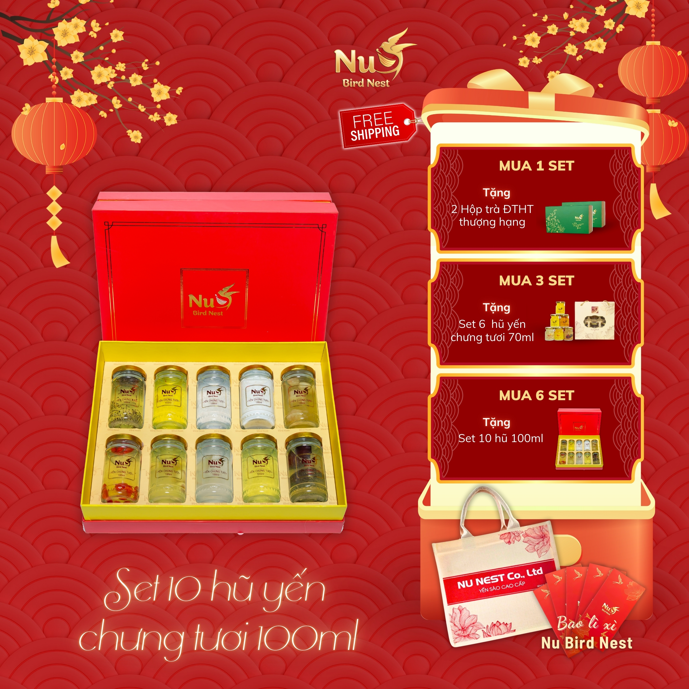 Khuyến mãi combo 10 hũ yến chưng tươi 100ml